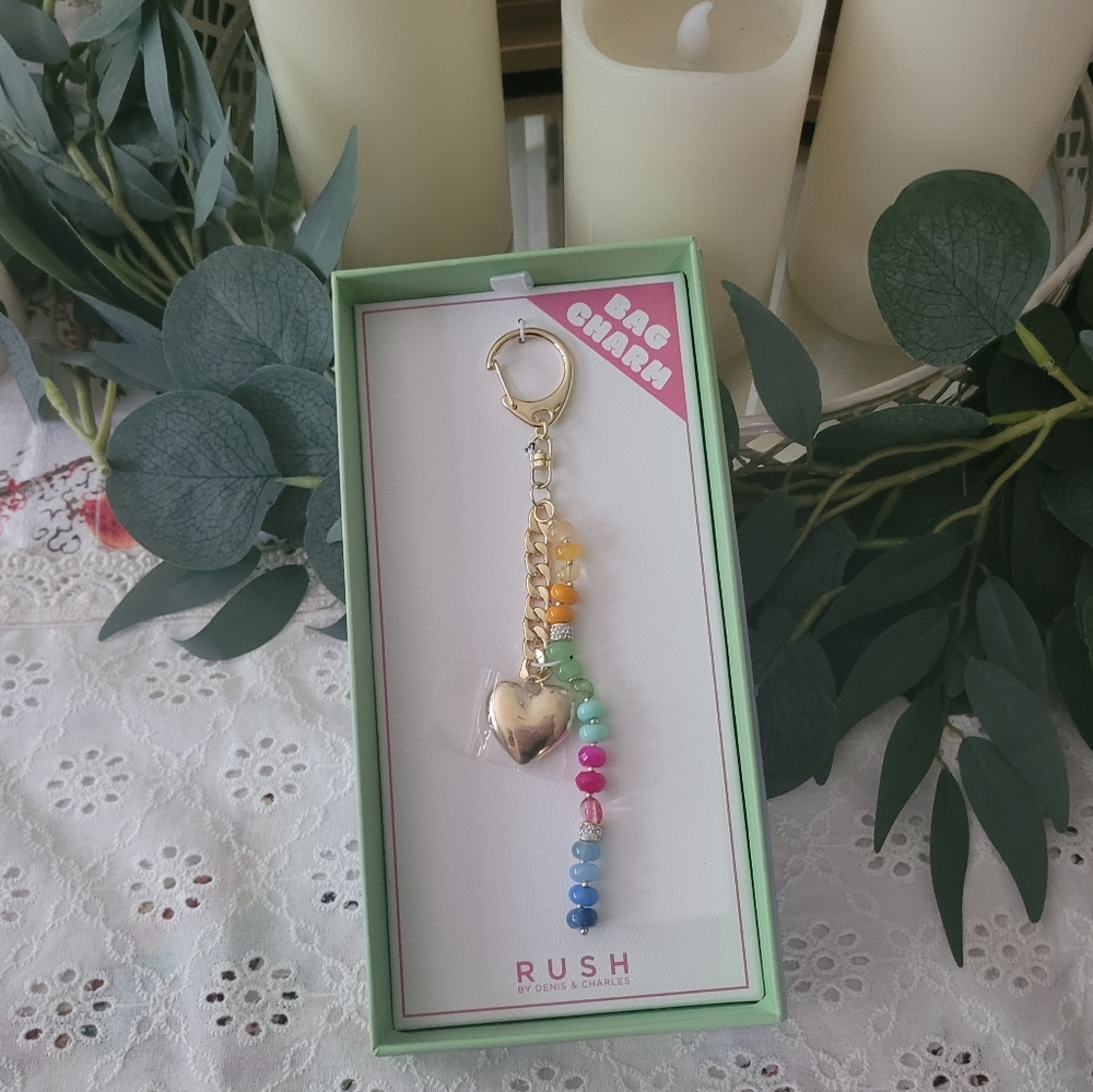 Rush Colorful Beaded Heart Bag Charm